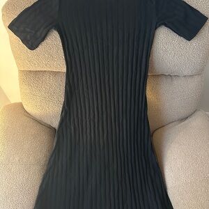 Zara Black Ribbed Midi Dress